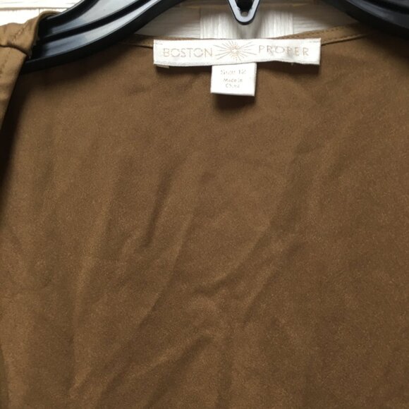 boston proper gold satin blouse size 12 - Picture 4 of 13